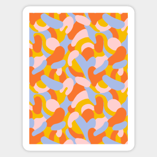 Colorful abstract swirls pattern in orange, yellow, pink and blue Sticker